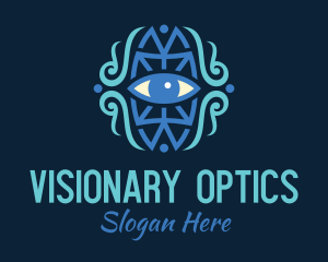 Blue Ethnic Eye logo design