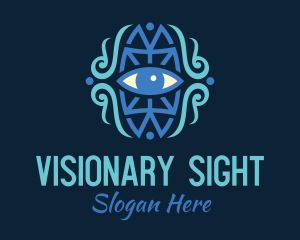 Blue Ethnic Eye logo design