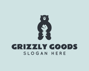 Bear Fish Grizzly logo design