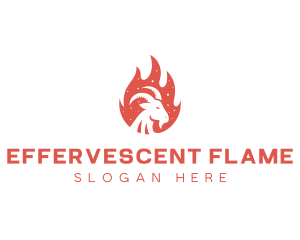 Flame Barbecue Grill Goat logo design