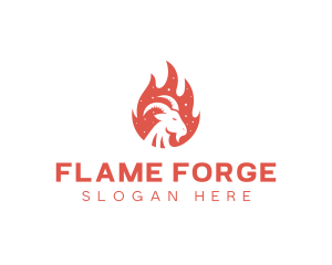 Flame Barbecue Grill Goat logo design