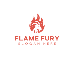 Flame Barbecue Grill Goat logo design