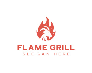 Flame Barbecue Grill Goat logo design