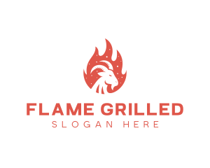 Flame Barbecue Grill Goat logo design