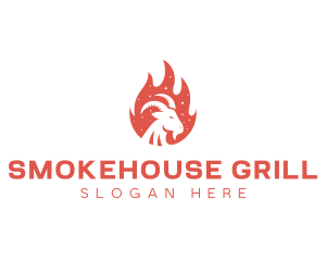 Flame Barbecue Grill Goat logo design