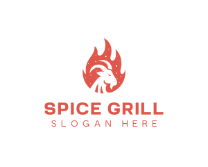 Flame Barbecue Grill Goat logo design