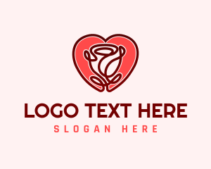 Heart - Love Rose Flower logo design