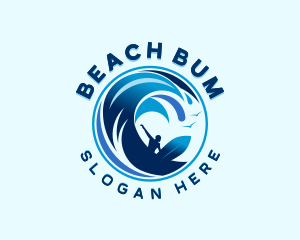 Surfing Ocean Waves logo design