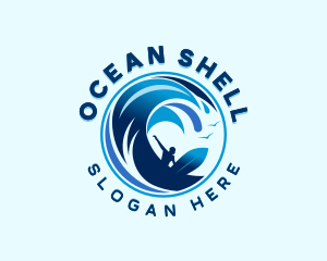 Surfing Ocean Waves logo design