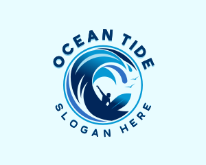 Surfing Ocean Waves logo design