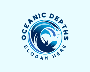 Surfing Ocean Waves logo design