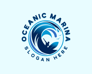 Surfing Ocean Waves logo design