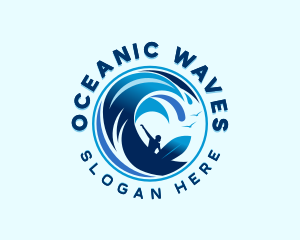 Surfing Ocean Waves logo design