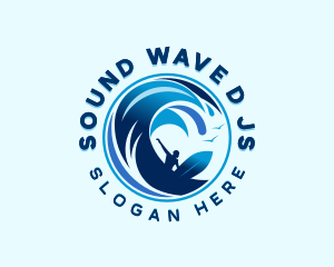 Surfing Ocean Waves logo design