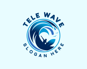 Surfing Ocean Waves logo design