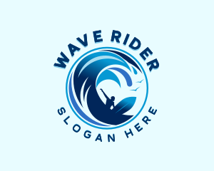 Surfing Ocean Waves logo design