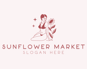 Sunflower Woman Bikini logo design