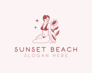 Sunflower Woman Bikini logo design