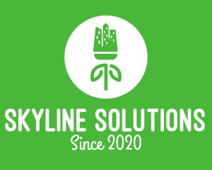 Green Flower Skyline  logo design