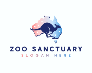 Kangaroo Australia Map logo design