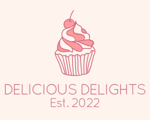 Cherry Pastry Cupcake logo design