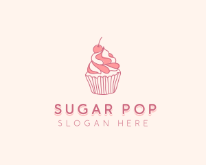 Cherry Pastry Cupcake logo design