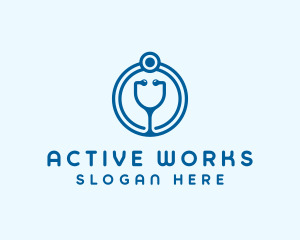 Blue Medical Stethoscope logo design