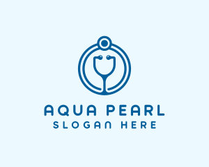 Blue Medical Stethoscope logo design