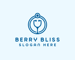 Blue Medical Stethoscope logo design