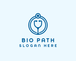 Blue Medical Stethoscope logo design