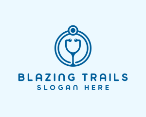 Blue Medical Stethoscope logo design