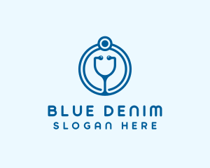 Blue Medical Stethoscope logo design