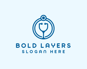 Blue Medical Stethoscope logo design