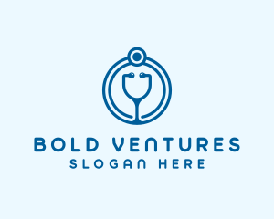 Blue Medical Stethoscope logo design