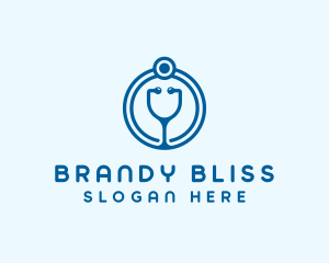 Blue Medical Stethoscope logo design