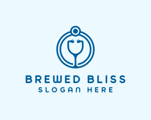 Blue Medical Stethoscope logo design