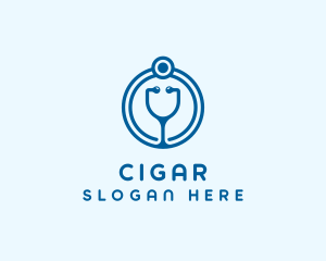 Blue Medical Stethoscope logo design