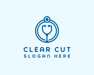 Blue Medical Stethoscope logo design