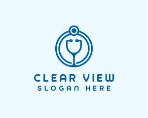 Blue Medical Stethoscope logo design