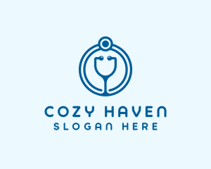 Blue Medical Stethoscope logo design