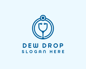 Blue Medical Stethoscope logo design