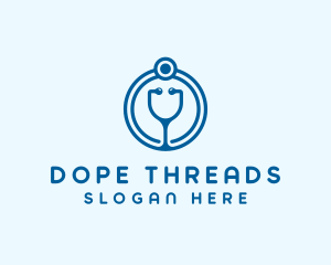 Blue Medical Stethoscope logo design