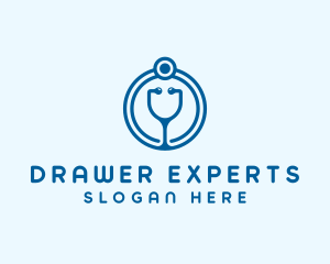 Blue Medical Stethoscope logo design