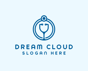 Blue Medical Stethoscope logo design