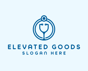 Blue Medical Stethoscope logo design