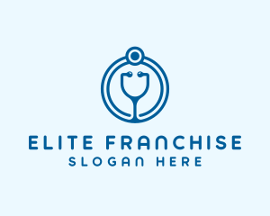 Blue Medical Stethoscope logo design