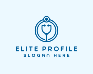 Blue Medical Stethoscope logo design