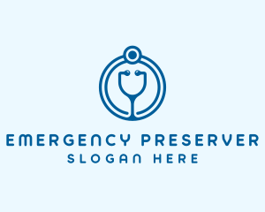 Blue Medical Stethoscope logo design