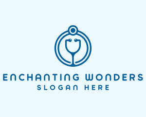 Blue Medical Stethoscope logo design