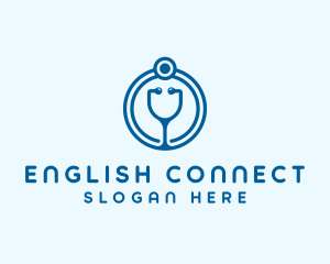 Blue Medical Stethoscope logo design